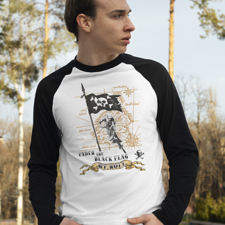 Playera manga ranglan Black Flag